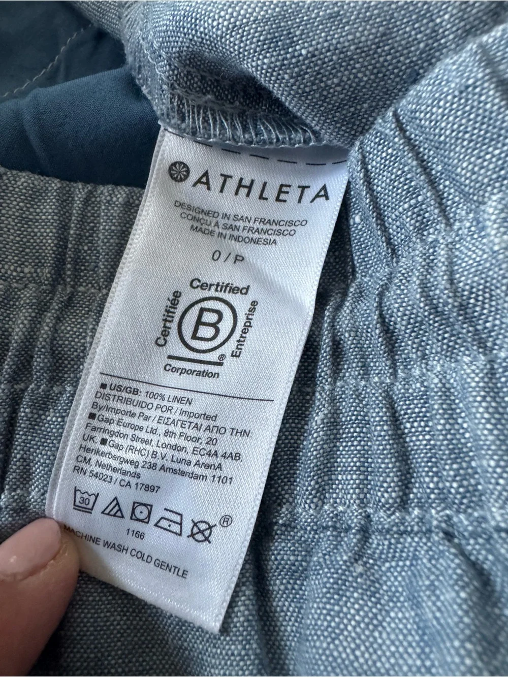 Athleta Retreat 100% Linen Wide Leg Pants Chambray Blue Size 0
